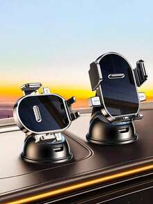 360°旋转车载手机支架 - 带吸盘底座、自动锁定机制、防震、通用型车载导航支架 - 強力吸盤款 - 查看 2