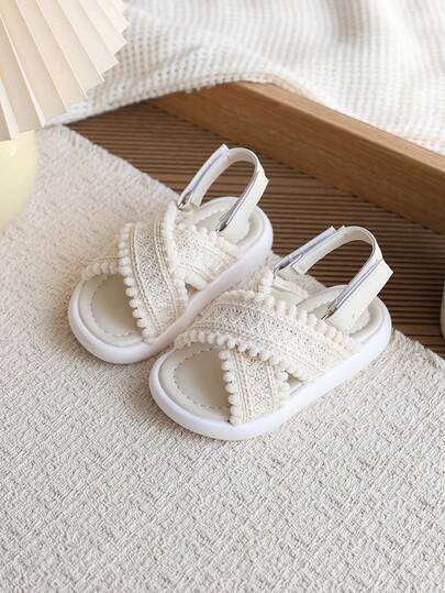 Girls' Woven Criss-Cross Sandals, New Summer Soft Non-Slip Breathable Beach Shoes, Casual Shoes For Toddlers & Little Kids