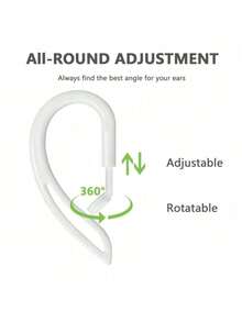 兼容耳挂 360°旋转多维可调节柔软硅胶通用蓝牙耳机夹防滑运动夹环替换件，透明 - 查看 2