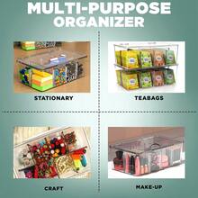 Stackable PET Tea Bag Storage Box, Kitchen Cabinet & Countertop Organizer For Coffee, Sugar Packets, Tea Bags, Coffee Pods, Adjustable Dividers - Clear - View 5