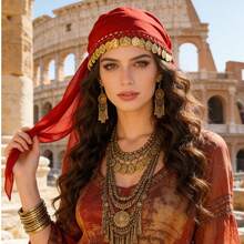 1pc Belly Dance Coin Headscarf, Dance Performance Accessory Headpiece Hat, Women's Belly Dance Costume - Multicolor - View 5