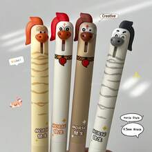 4pcs/Set Pony Style Neutral Pens, 0.5mm Quick-Drying Black Ink, Creative Animal Design Writing Pens, Office Supplies - Sets - View 1