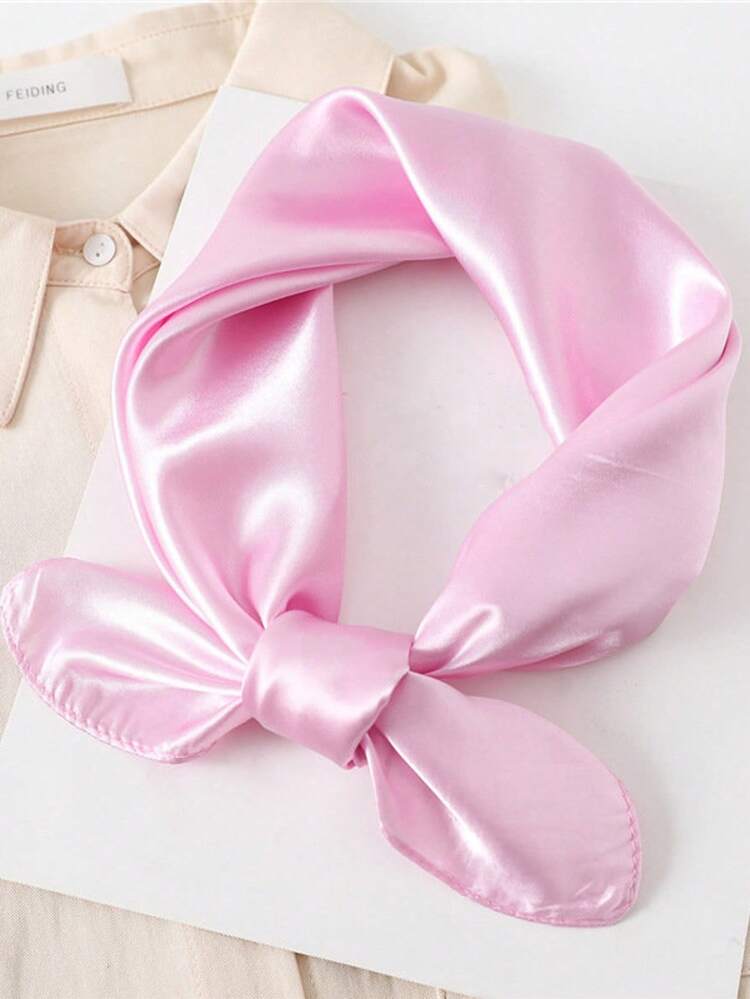 1pc Women Plain Color Faux Silk Satin Scarf, Minimalist Elegant Versatile Neckerchief, Suitable For Daily Outing, Date, Party, Wearing - Multicolor - View 28