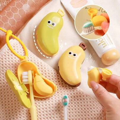 Porta Escovas Protetora Com Mini Dispense para pasta de Dente Formato Bananinha