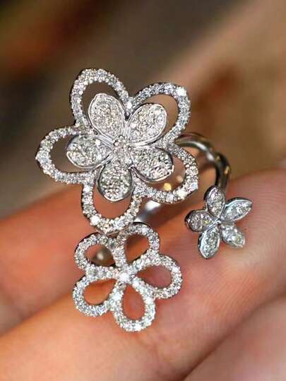 1 PC Elegant Cubic Zirconia Ring For Women For Wedding Engagement Anniversary Party Jewelry Valentine's Day Gift