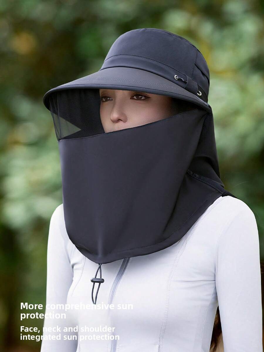 All-Around Large Brim Sun Hat For Women, New Summer Breathable Face Mask Neck Cover Integrated Sun Protection Hat For Hiking, Fishing, Cycling - Sun Hat - View 1
