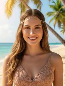 Eid Mubarak Alloy Tassel Chain Headband, Bridal Gift, Women Hair Accessory - Disc - View 5