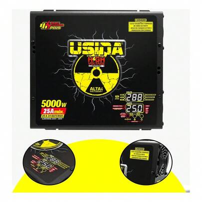 Fonte Usina Spark High Voltage 5000W 25A 320V Display LED Profissional Para Som Automotivo Trio e Competição