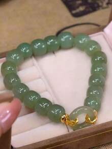Elegant Glass Bead Bamboo Bracelet With Gold-Tone Accents - No Plating, Versatile Fashion Jewelry, Ideal For Daily Wear & Gifting, Fits All Seasons, Perfect For Valentine's Day - Multicolor - View 10