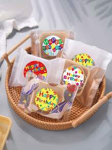 1 Cuộn Nhãn Dán Hình Tròn Trang Trí Sinh Nhật, Chúc Phúc, Ngày Lễ, Hình Hoạt Hình, Dùng Cho Sổ Lưu Niệm, Văn Phòng Phẩm, Nhãn Dán Vui Nhộn - nhãn dán - Xem 2
