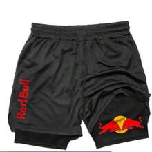 Summer 2-In-1 Dry Fit Compression Shorts With Secret Pocket And Regular Fit - 黑色 - 查看 8