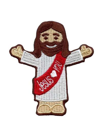 1pc Jesus Loves You Patch Chibi Religious Christian Embroidered Iron On