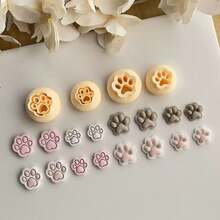2pcs Cute Cat Paw Polymer Clay Mold Set, For Earrings, Brooches, Pendants, High Precision Polymer Clay Or Ceramic Mold - Yellow - View 3