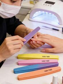1/10pcs Sponge Nail File And Polishing Block, Double-Sided Design, 100/180 Grit, Professional Nail Shaping & Cuticle Removal Tool, Nail Polishing Block - Multicolor - View 10