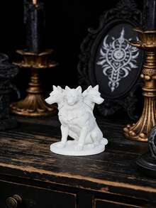 Tượng chó ba đầu Cerberus phong cách Gothic mới, tượng nhỏ màu đen hoặc trắng, trang trí bàn làm việc, bảng điều khiển ô tô, Halloween, điểm nhấn trang trí nhà theo phong cách Gothic, màu ngẫu nhiên, quà tặng ngày lễ. - 1PC - Xem 2