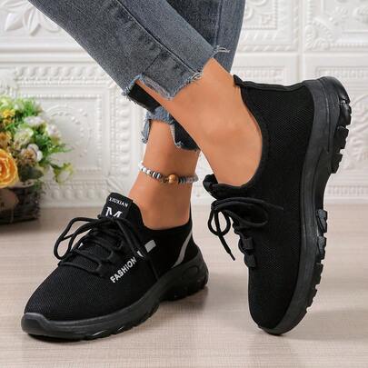 Black Sneakers Women Anti-Slip Soft Bottom Shoes, New Spring/Autumn Casual Flat Shoes
