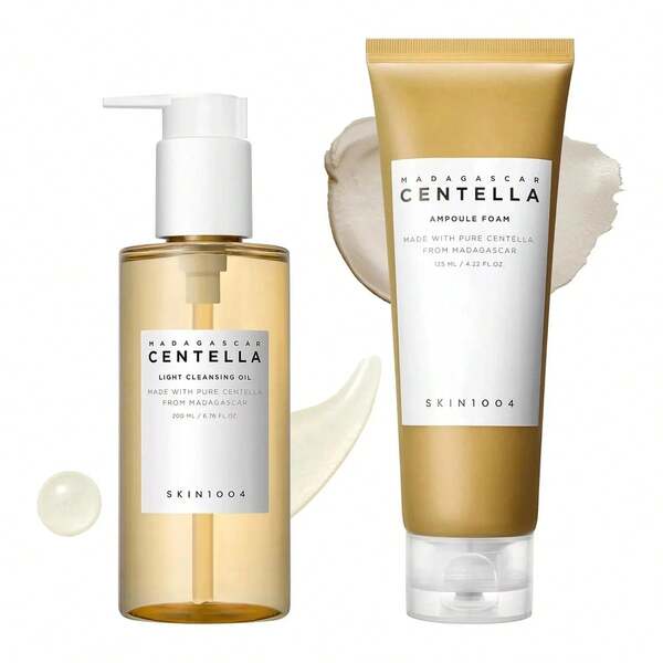  SKIN1004 Madagascar Centella Double Cleansing Duo Set, Cleansing Oil 200ml + Ampoule Foam 125ml, Makeup Removal, Exfoliating, Hydrating, Pore Cleansing, EWG Green Grade, Sensitive Skin Friendly, Korean Skincare, Best Korean Skincare, Top Selling Cleaning Oil, Best Selling Face Wash, Summer, Mother's Day Gift, Best Gift Set, Bikini