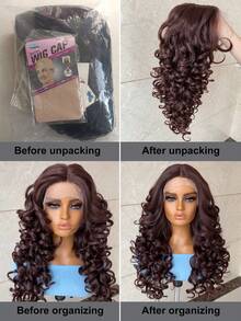 Tóc giả Latisha 13*6 HD Synthetic Lace Front Wigs kiểu xoăn, đã tỉa sẵn, có mái, dành cho nữ, điểm nhấn là tóc con, dài 24 inch. - Nhiều màu - Xem 11