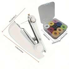 Máquina de coser manual portátil y mini, de mano, con herramienta de enhebrado, sin necesidad de electricidad, máquina de coser para el hogar, suministros de costura y tejido - Mini máquina de coser de mano - Ver 5