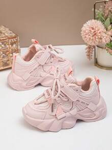 Children's Breathable Sports Shoes, Spring/Autumn New Mesh Casual Sneakers, Boys & Girls Running Shoes, Fashionable Chunky Sneakers - Pink - View 3