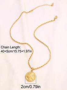 1pc Stainless Steel Carved Queen Pendant Necklace For Women Fashion 18K Gold Plated Charms Chain Necklaces Waterproof Jewelry - Necklace - View 11