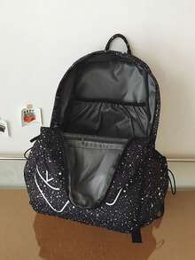 Large Capacity Multi-Pocket Printed Backpack, Suitable For Male Middle School Students And Travel, Camping, Travel Bags - Black - View 6