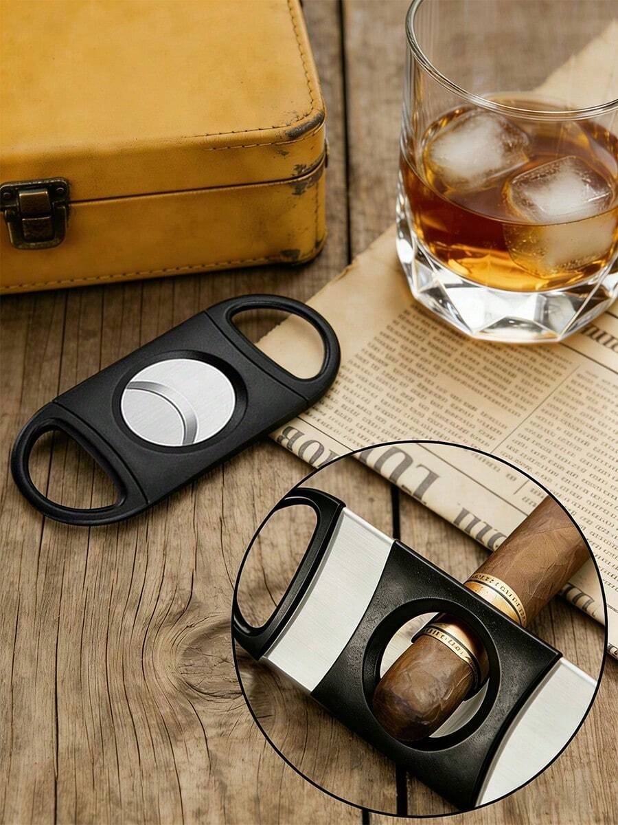 1PCS Cigar Scissors, 3-In-1 Scissors Cigar Cigarette Cutter, Portable Stainless Steel Double Blade,Bridesman Gifts For Wedding Season, Cute Easter Gifts. - 黑色 - 查看 1