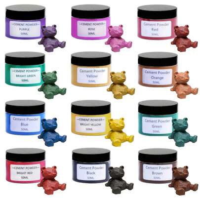 6pcs/1pc 50ml Cement Powder Pigment, Gypsum Mortar Coloring Dye, Iron Oxide Pigment Powder, DIY Concrete Cement Mortar Mold, Suitable For Brick, Ceramic Tile, Clay, Lime, Mortar, Cement Mixture