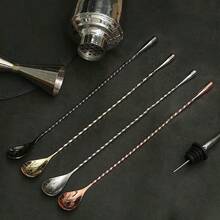 1 thìa pha chế bằng thép không gỉ 18/8 dành cho nhân viên pha chế, thìa pha chế dài và ngắn để trộn đồ uống, trà sữa và đồ uống khuấy, dùng ngoài trời, cắm trại - Bạc - Xem 14