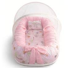 Baby Nest Reducer With Mosquito Net – Comfort And Safety For Baby - PINK - View 2