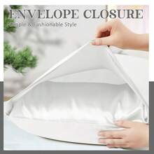 缎面抱枕套，类似丝绸抱枕套，信封式开口，丝滑凉爽长枕套，呵护秀发和肌肤，20x54英寸 白色 - 白色 - 查看 3