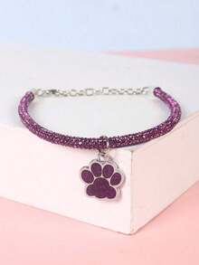 A Fashionable Fine Rhinestone Claw Print Pendant Necklace For Cats And Dogs, Suitable For Pet Cats And Dogs To Use At Home And Outdoors - Purple - View 5