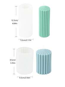 1个加厚条纹尖顶圆柱形硅胶模具，用于DIY - 白色 - 查看 5