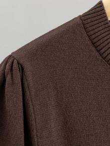 GIGOGOU Áo khoác cardigan dệt kim tay ngắn cho nữ mùa xuân hè, kiểu dáng thoải mái, thoáng khí, ôm sát, đơn giản. - Cà phê nâu - Xem 9