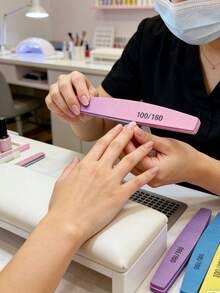 1/10pcs Sponge Nail File And Polishing Block, Double-Sided Design, 100/180 Grit, Professional Nail Shaping & Cuticle Removal Tool, Nail Polishing Block - Multicolor - View 9