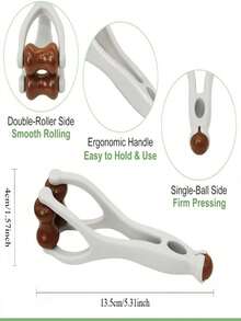 手指按摩器，手部按摩器，缓解腕管综合征。双面硬木按摩滚轮工具，有助于改善血液循环，缓解手指肌腱炎、手部疼痛和压力。 - 查看 4
