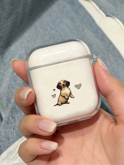 1pc Transparent Vibrant Puppy Heart Pattern Shockproof Protective Earbud Case, Durable Earbud Protector, Fashionable Daily Use Earbud Case Compatible With AirPods 1/2/3/4/Pro/Pro2/Pro3