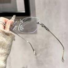 Óculos minimalistas sem armação de metal com lentes de plástico, ideais para uso casual diário, tanto para homens quanto para mulheres. - Multicolorido - Ver 7