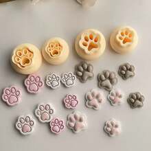 2pcs Cute Cat Paw Polymer Clay Mold Set, For Earrings, Brooches, Pendants, High Precision Polymer Clay Or Ceramic Mold - Yellow - View 7
