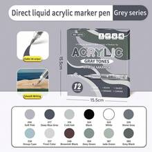 1支装 366/320/288/240/168/120/72/60/48/36/24/12色丙烯马克笔，不透明防水可混色毛笔头，适用于木材、画布、石头、岩石绘画、玻璃、陶瓷、DIY工艺品、美术用品、学生绘画 - 丙烯馬克筆 - 查看 15