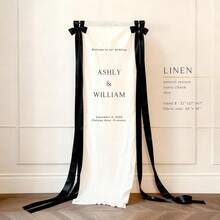 Linen Wedding Welcome Sign With Ribbon And Optional Stand, Customized Wedding Welcome Sign, Linen Wedding Welcome Sign - Multicolor - View 8