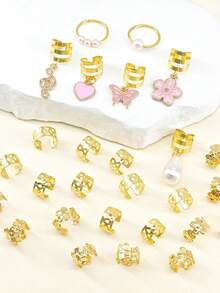 27 chiếc phụ kiện tóc hình bướm và hoa cúc phong cách Y2K cho kiểu tóc dreadlock, quà tặng cho bé gái và phụ nữ, hoàn hảo cho các buổi khiêu vũ và tiệc tùng, lễ hội âm nhạc, kẹp tóc, trâm cài tóc, ghim cài tóc. - Vàng - Xem 5