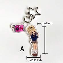 1个原创可爱长发女孩休闲时尚亚克力钥匙扣，适合送给女朋友，也适合派对、学校、公司活动、节日礼物。 - 彩色 - 查看 9