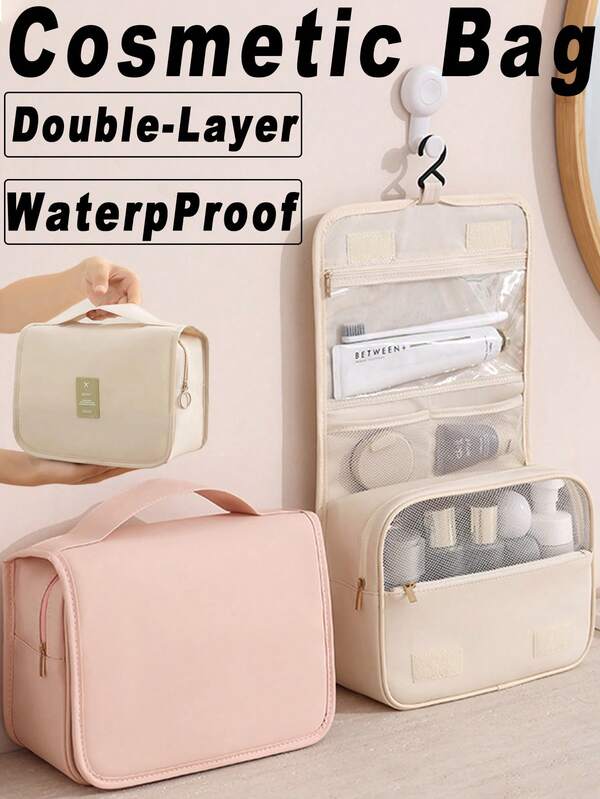 1pc Waterproof Travel Makeup Bag, Portable Toiletry Bag, Multi-Functional Cosmetic Organizer, Large Capacity Travel Bag, Cosmetics Organization And Storage, Makeup Bag, Travel Accessories, Travel Essentials, Cruise Essentials, Bedroom Storage, Valentine's Day Gift, Ramadan Gift, Home Decor, Birthday Gift, Holiday Decor