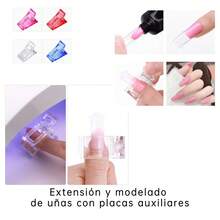 7 pcs Kit de gel para extensión de uñas,cepillos,lámpara uv,herramientas profesionales - Multicolor - Ver 6