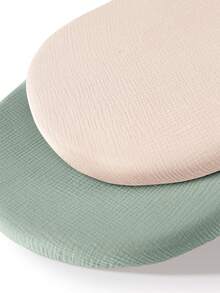 2件套婴儿床单，男女宝宝通用，柔软透气，适用于椭圆形摇篮、摩西篮、长方形床垫。 - 彩色 - 查看 18