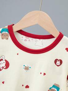 4pcs Girls Lightweight Pajama Set, Girls Short Sleeve Pants Set Casual Homewear, Spring/Summer Bear Print - Multicolor - View 4