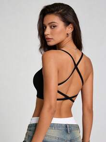 Áo ngực thể thao không gọng, dây chéo, không lưng dành cho nữ hiệu Runway Rest. - màu đen - Xem 3