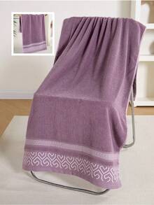 1条几何图案柔软吸水毛巾，适用于浴室、健身房、酒店、日常家居浴室装饰、秋季装饰、返校季、美容院、家庭浴室淋浴毛巾，适用于美容院、酒店、运动、家居必需品、毛巾、护肤浴巾 - 紫色 - 查看 6