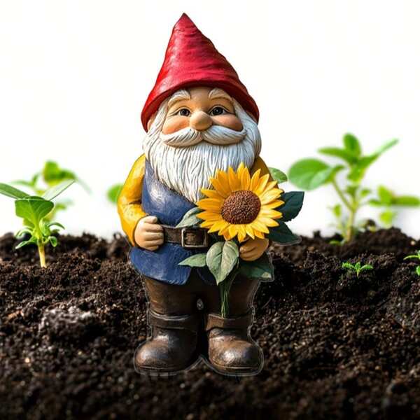 Charming Sunflower Garden Gnome - Acrylic Yard Stake & Bonsai Decor, Perfect For Home & Outdoor Spaces, Ideal Holiday Gift, Fantasy Theme